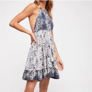 Free People "Beach Day" Halter Tie Mini Dress Size Small